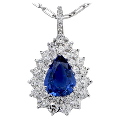 Yellow Gold Natural No-Heat Sapphire and Diamond Necklace AGL For Sale at 1stDibs