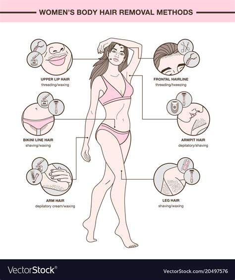 Infographic with body hair removal methods Vector Image