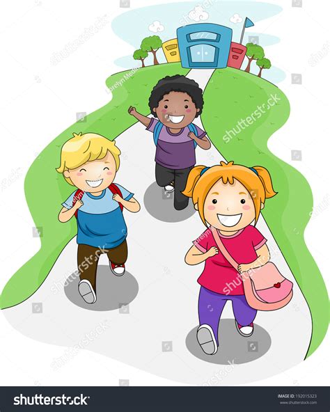 Ilustración de niños que van a: vector de stock (libre de regalías ...