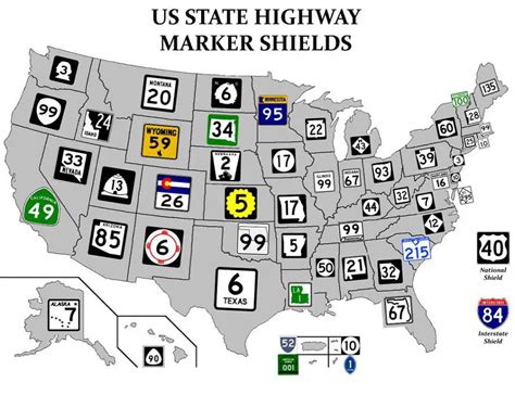 U.S. State Highway Marker Shields - Vivid Maps