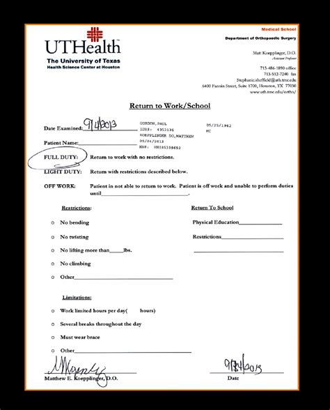 Hospital Note For Work Template Doctors Note Template, Notes Template ...