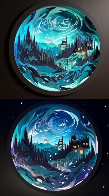 Premium AI Image | Two illustrations of a house and a house with a moon in the sky.