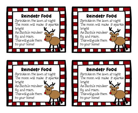 Free Printable Reindeer Food Label When I Don't Have Colored Ink, I Print The Black And White ...