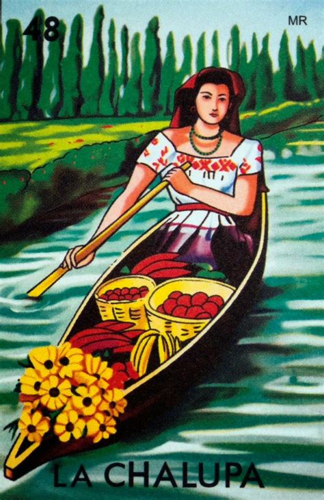 Lupita sentada en su chalupita . ~Loteria Mexicana. | Chalupas, Loteria cards, La loteria