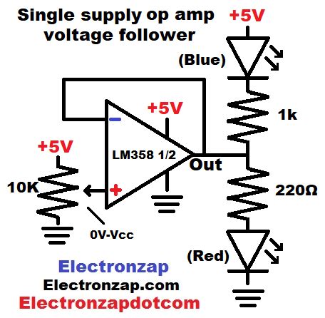 Brief Voltage Follower using Single Supply Op-Amp LM358 Operational ...