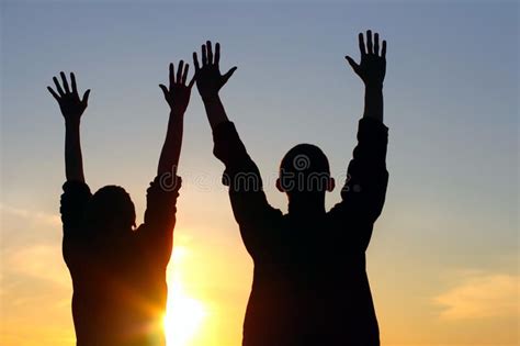 Praying people. Young couple hands up silhouette , #spon, #Young, #people, #Praying, #silhouette ...