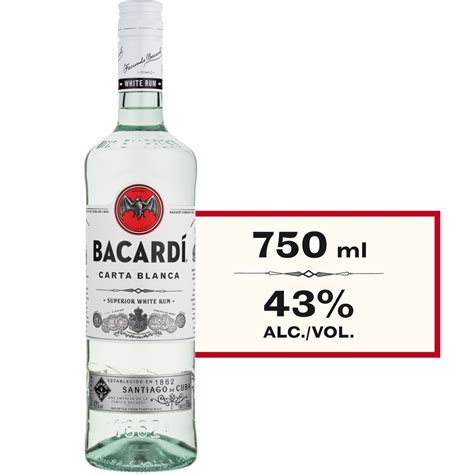 Bacardi Carta Blanca Superior White Rum, 43% ABV, 750ml | Shop Today ...