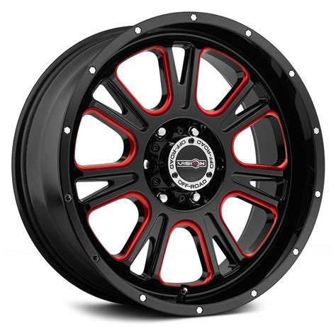 VISION OFF-ROAD® 399 FURY Wheels - Gloss Black with Red Accents Rims