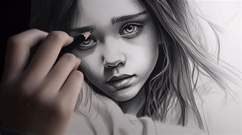 Girl Drawing Black And White Video Tutorial Background, Sad Pictures Drawing, Drawing, Picture ...