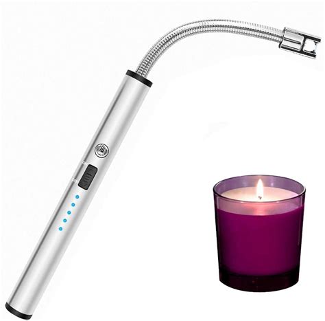 Candle Lighter, Long Flexible Reusable Arc Lighter USB Rechargeable Windproof Flameless Lighter ...