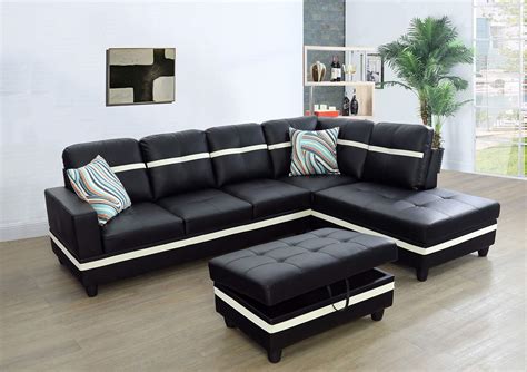 Buy Ainehome Furniture Sectional Sofa Set, Living Room Sofa Set, Leather Sectional Sofa, Black ...