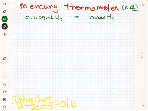 SOLVED: A typical mercury thermometer has 0.039 mL of mercury in it. What mass of mercury is in ...