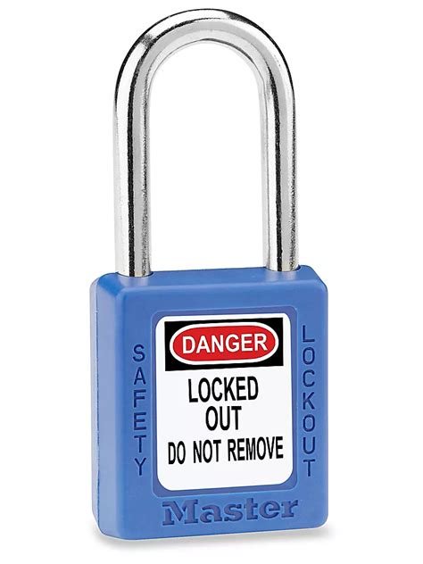 Master Lock® Lockout Padlock - Keyed Different, 1 1/2" Shackle, Blue H-3422BLU - Uline