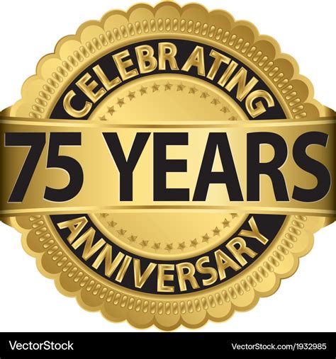 Celebrating 75 years anniversary golden label Vector Image