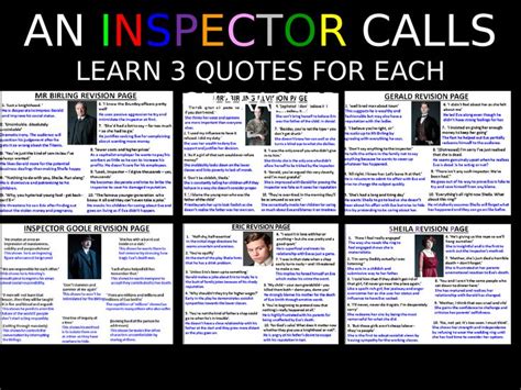 An Inspector Calls 10 Quotations Per Character Revision Teaching