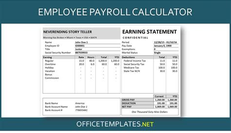 Employee Payroll Calculator » OFFICETEMPLATES.NET