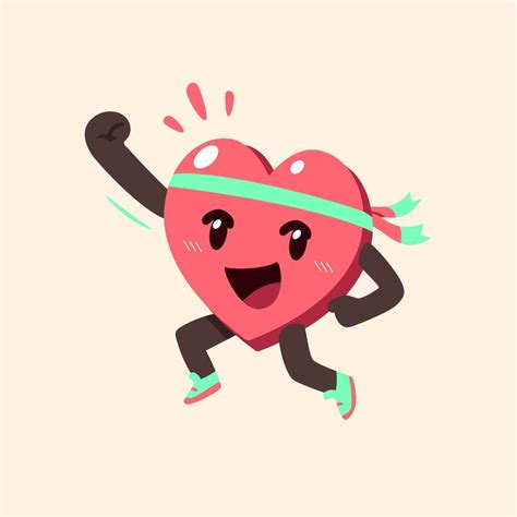 Vector cartoon cute happy and healthy heart character 5448859 Vector ...