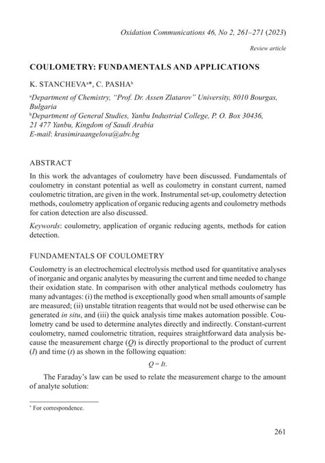 (PDF) COULOMETRY: FUNDAMENTALS AND APPLICATIONS