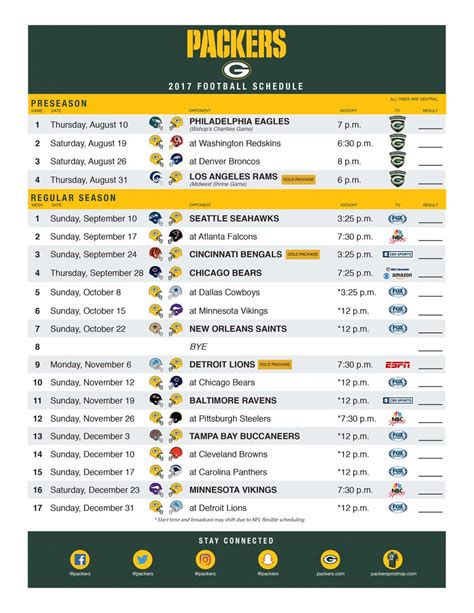 Printable Packers 2022 Schedule - Printable World Holiday