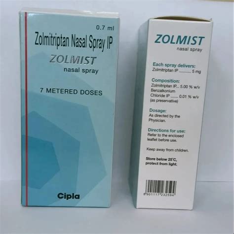 Zolmitriptan Spray, Medicine, Packaging Size: 1x1 at Rs 720/pack in Nagpur