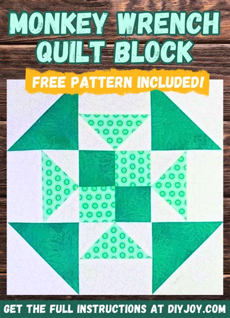 Simple Monkey Wrench Variation Quilt Block Tutorial (with Free Pattern)