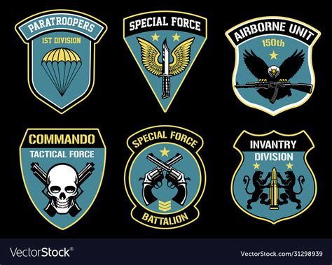 Set bundle military unit badges Royalty Free Vector Image