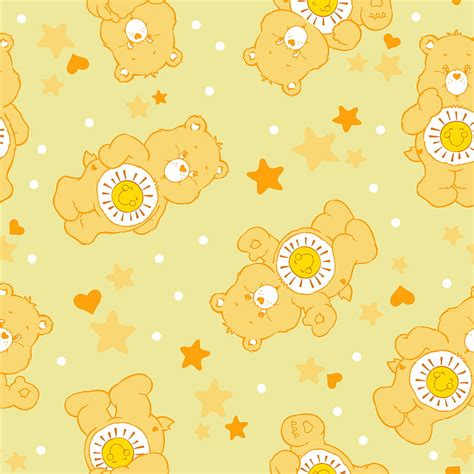 Funshine Bear Yellow, Care, care bears, cartoon, fun, happy, hug, pattern, retro, HD phone ...