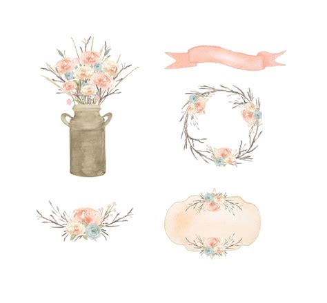 Watercolor Floral Clipart Bouquet Clipart Flower - Etsy