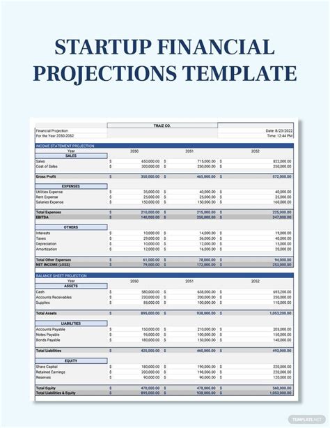 Startup Financial Projections Template