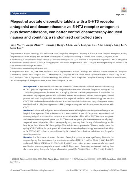 (PDF) Megestrol acetate dispersible tablets with a 5-HT3 receptor ...