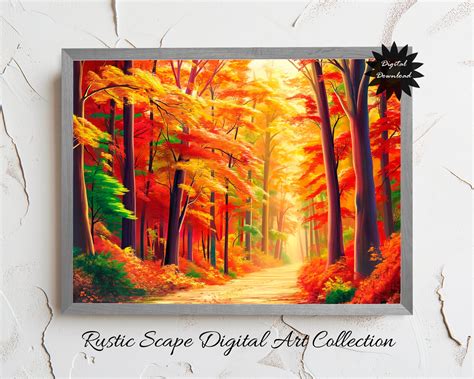 Autumn Forest Path Digital Artwork, Instant Download, Fall Trees ...