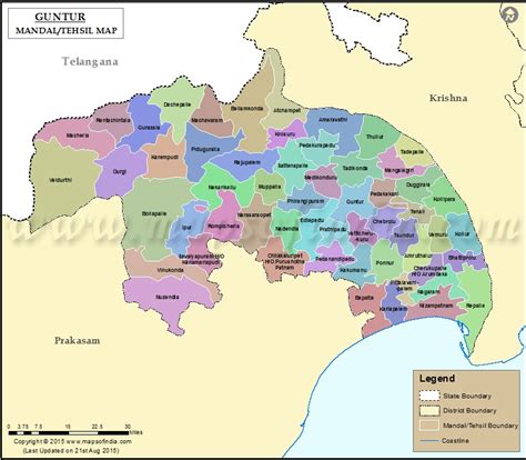 Guntur District Map With Mandals And Villages - Map Of United States Of ...