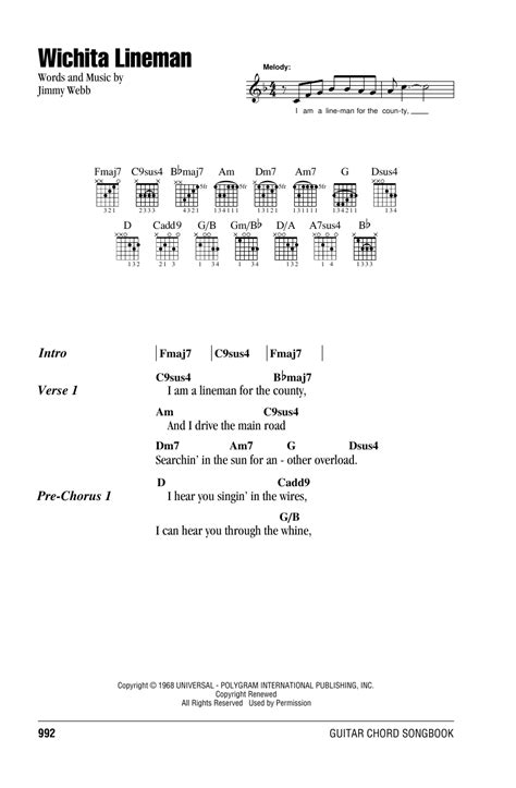 Wichita Lineman by Glen Campbell - Guitar Chords/Lyrics - Guitar Instructor