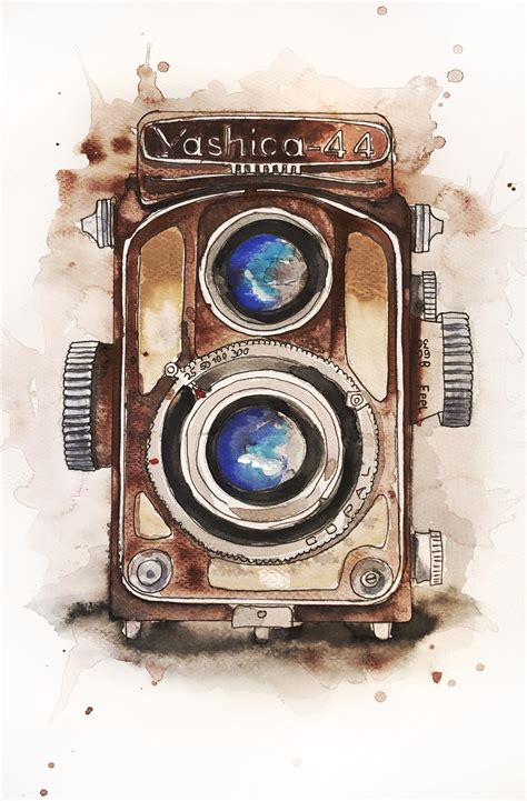 Old Camera watercolor | Camera drawing art, Camera drawing, Vintage ...