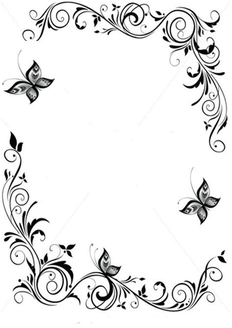 butterfly borders designs black and white - Google Search | Page borders design, Clip art ...