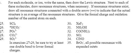 Answered: For each molecule, or ion, write the… | bartleby