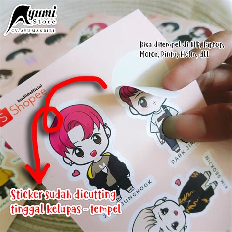 Jual Sticker BTS Aesthetic Chibi Cutting Sticker HP Laptop Helm Anti ...