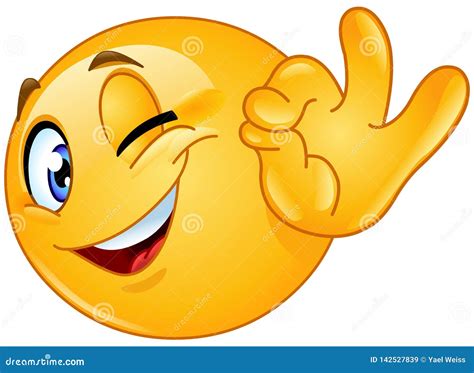 Ok sign winking emoticon stock vector. Illustration of satisfaction - 142527839