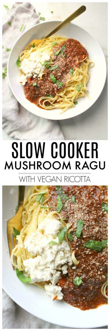 Slow Cooker Mushroom Ragu with Vegan Ricotta - This Savory Vegan