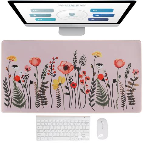 Floral Pattern Large Mouse Pad, Non-Slip, For Gaming and Office Use, 31 ...