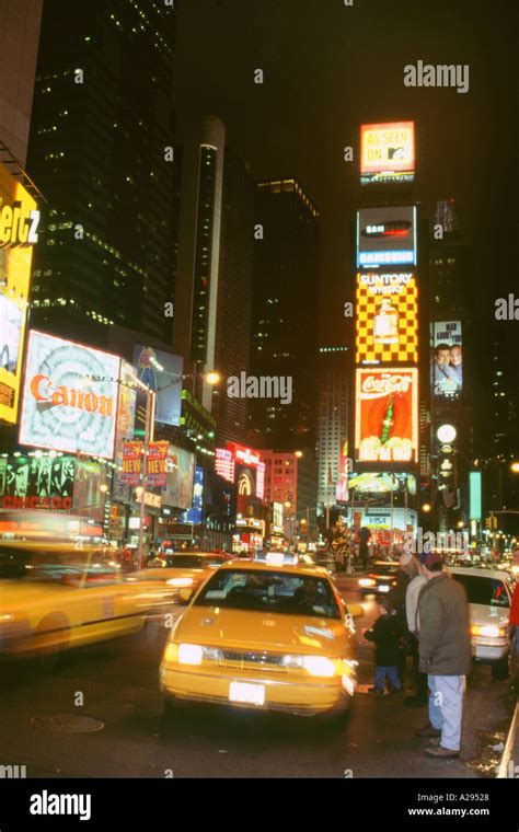 New York taxi at night 1995 Stock Photo - Alamy