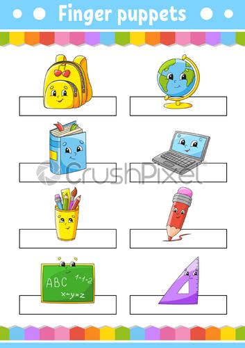 Finger puppets Activities for kids Cute cartoon characters Back to - stock vector 5452461 ...