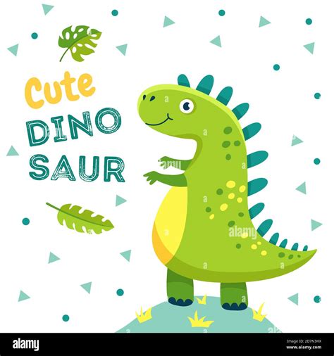 Dinosaur poster. Cute baby dino funny monsters jurassic animals dragon dinosaurs fashion kids t ...