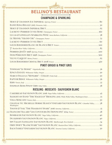 Wine List 2021 – Bellino's Restaurant