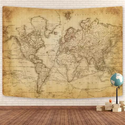 OLD WORLD MAP Tapestry, Vintage World Map Geographical 40"x30" Retro ...