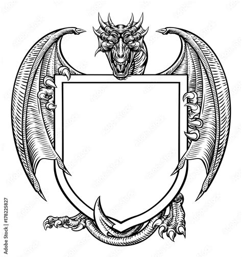 Dragon Crest Coat of Arms Shield Heraldic Emblem Stock Vector | Adobe Stock