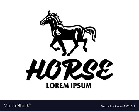 Black and white horse running logo Royalty Free Vector Image