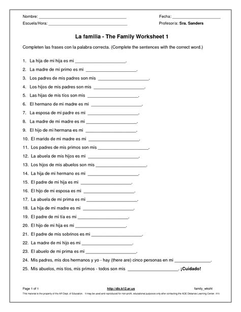 16 La Familia Worksheet In Spanish / worksheeto.com