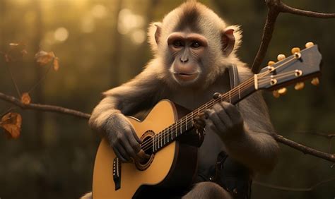 Premium AI Image | monkey playing guitar Monkey Music