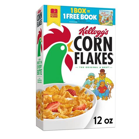 Kellogg's Corn Flakes Breakfast Cereal, 8 Vitamins and Minerals, Healthy Snacks, Original, 12oz ...